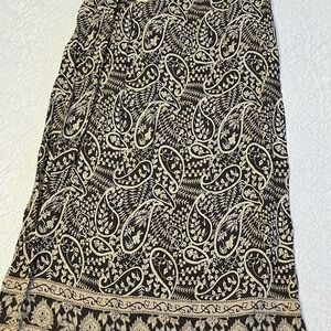 JM Collection Black and White Wrap Midi Skirt